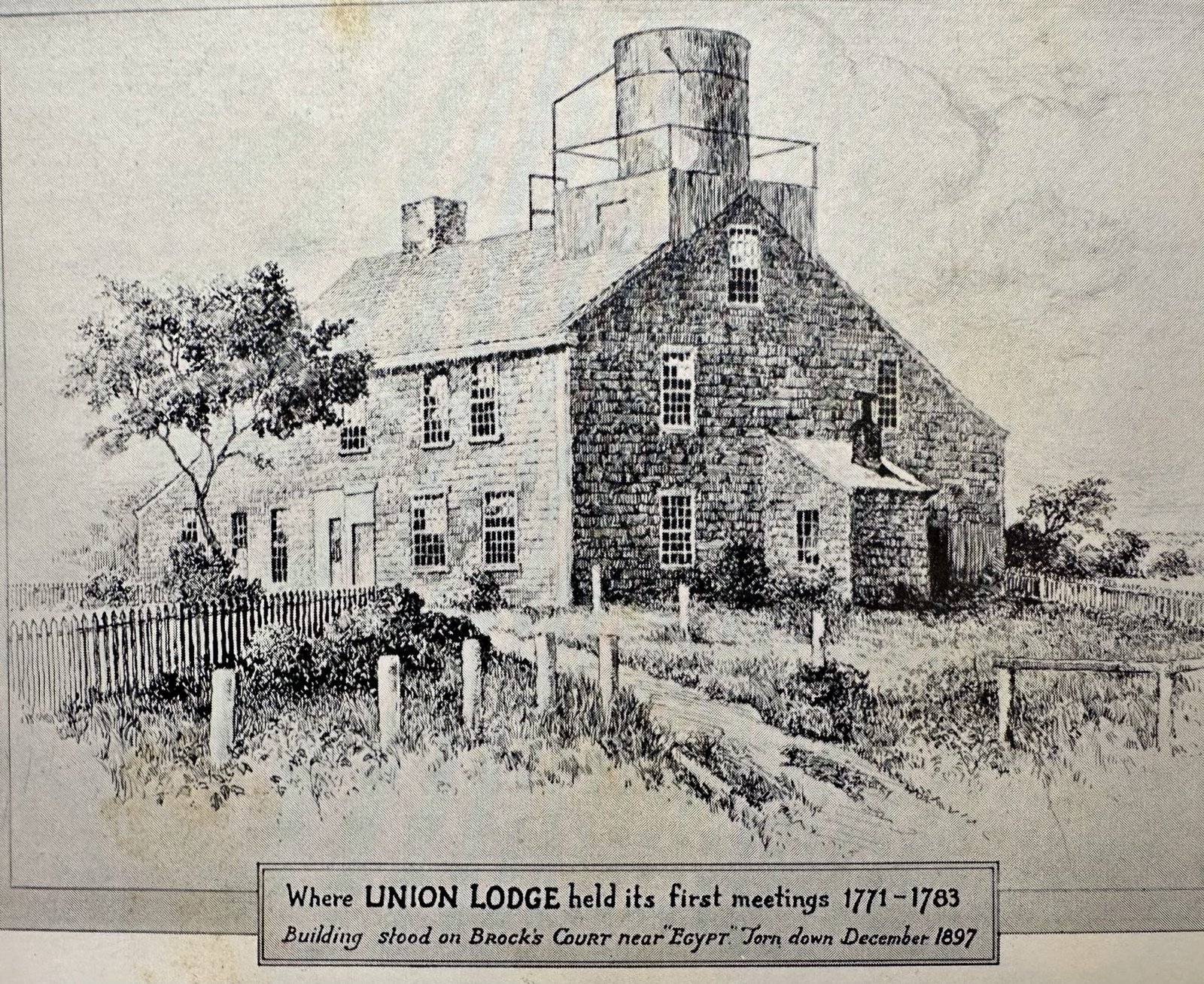 First location of Union Lodge’s meeting room in 1771